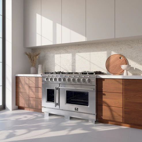 FORNO Capriasca 48" 6.58 cu. ft. Professional Gas Range with French Door and 8 Sealed Burners, FFSGS6460-48