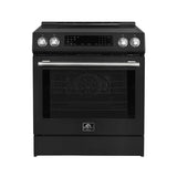 FORNO Espresso Donatello 30" 5 cu. ft. Induction Range with Air Fry and Self-Clean in Black and Silver Handles, FFSIN0905-30BLK