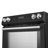 FORNO Espresso Donatello 30" 5 cu. ft. Induction Range with Air Fry and Self-Clean in Black and Antique Brass Handles, FFSIN0905-30BLK
