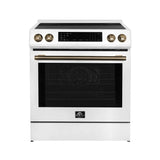 FORNO Espresso Donatello 30" 5 cu. ft. Induction Range with Air Fry and Self-Clean in White and Silver Handles, FFSIN0905-30WHT