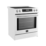 FORNO Espresso Donatello 30" 5 cu. ft. Induction Range with Air Fry and Self-Clean in White and Antique Brass Handles, FFSIN0905-30WHT