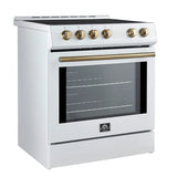 FORNO Espresso Leonardo 30" 5 cu. ft. Induction Range with Knob Control in White and Silver Accents, FFSIN0982-30WHT