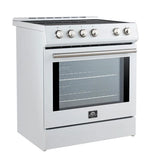FORNO Espresso Leonardo 30" 5 cu. ft. Induction Range with Knob Control in White and Silver Accents, FFSIN0982-30WHT