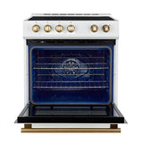 FORNO Espresso Leonardo 30" 5 cu. ft. Induction Range with Knob Control in White and Silver Accents, FFSIN0982-30WHT
