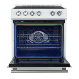 FORNO Espresso Leonardo 30" 5 cu. ft. Induction Range with Knob Control in White and Silver Accents, FFSIN0982-30WHT
