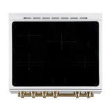 FORNO Espresso Leonardo 30" 5 cu. ft. Induction Range with Knob Control in White and Silver Accents, FFSIN0982-30WHT