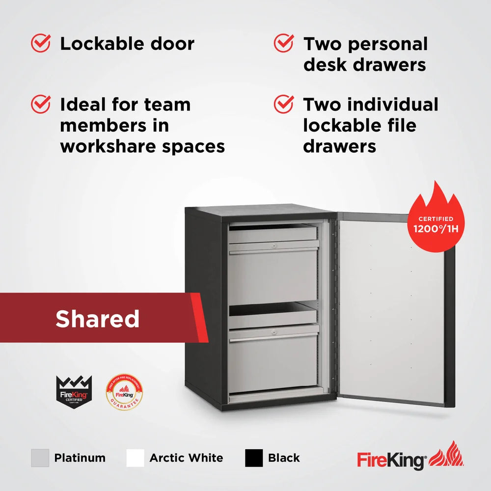 FireKing FireShield Edge Series 1-Hour Fire-Rated Storage Cabinet, Shared Cabinet, Platinum