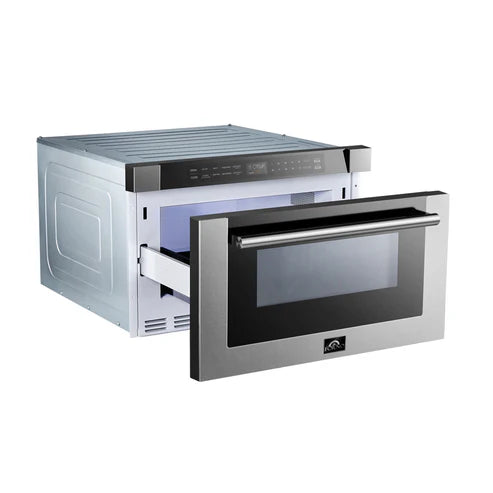 FORNO Capoliveri 24" 1.2 cu. ft. Built-In Microwave Drawer in Stainless Steel, FMWDR3000-24