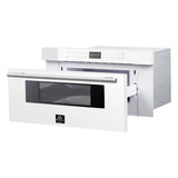 FORNO Espresso Capoliveri 30" 1.2 cu. ft. Built-In Microwave Drawer in White with Antique Brass Handles, FMWDR3000-30WHT