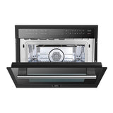 FORNO Espresso Oliena 24" 1.6 cu. ft. Built-In Microwave Oven in Black with Antique Brass Handles, FMWDR3093-24BLK