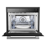 FORNO Espresso Oliena 24" 1.6 cu. ft. Built-In Microwave Oven in Black with Antique Brass Handles, FMWDR3093-24BLK