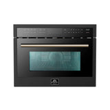 FORNO Espresso Oliena 24" 1.6 cu. ft. Built-In Microwave Oven in Black with Silver Handles, FMWDR3093-24BLK