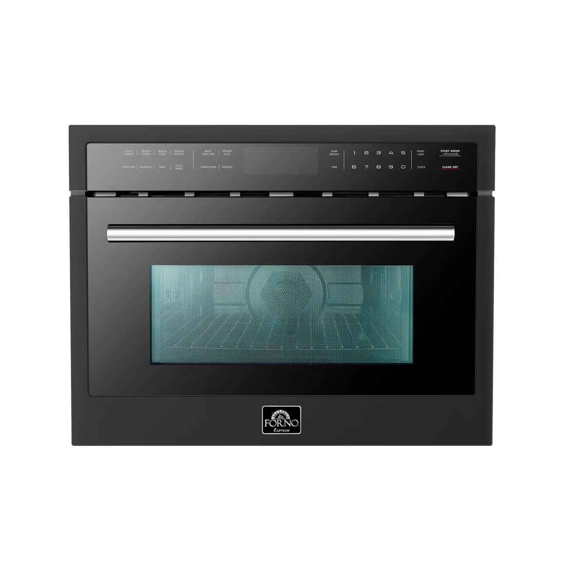 FORNO Espresso Oliena 24" 1.6 cu. ft. Built-In Microwave Oven in Black with Antique Brass Handles, FMWDR3093-24BLK