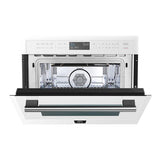 FORNO Espresso Oliena 24" 1.6 cu. ft. Built-In Microwave Oven in White with Antique Brass Handles, FMWDR3093-24WHT