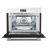 FORNO Espresso Oliena 24" 1.6 cu. ft. Built-In Microwave Oven in White with Antique Brass Handles, FMWDR3093-24WHT