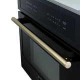 FORNO Espresso Oliena 30" 1.6 cu. ft. Built-In Microwave Oven in Black with Silver Handles, FMWDR3093-30BLK