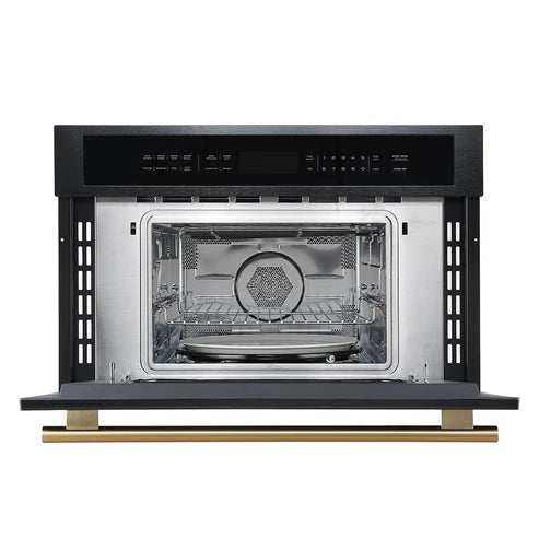 FORNO Espresso Oliena 30" 1.6 cu. ft. Built-In Microwave Oven in Black with Silver Handles, FMWDR3093-30BLK