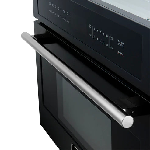 FORNO Espresso Oliena 30" 1.6 cu. ft. Built-In Microwave Oven in Black with Antique Brass Handles, FMWDR3093-30BLK