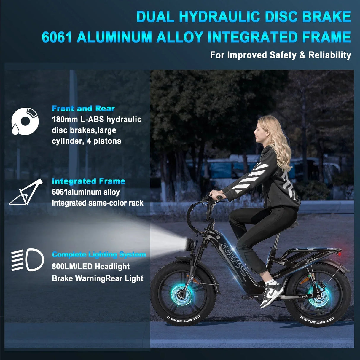 FREESKY Rocky 750 w Step Thru Ebike 20x4 Fat Electric Cargo eBike