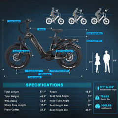 FREESKY Rocky 750 w Ready to Ride Step Thru Ebike 20x4 Electric Cargo eBike