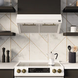 FORNO Espresso Bari 30" 400 CFM Under Cabinet Range Hood in White with Silver Handles, FRHUC5255-30WHT