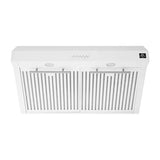 FORNO Espresso Bari 30" 400 CFM Under Cabinet Range Hood in White with Antique Brass Handles, FRHUC5255-30WHT