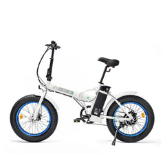 UL Certified-Ecotric Fat Tire Portable and Folding Electric Bike-White and Blue