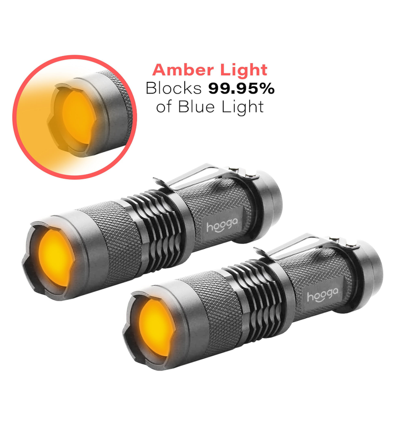 Hooga Blue Blocking Amber Flashlight 2-pack