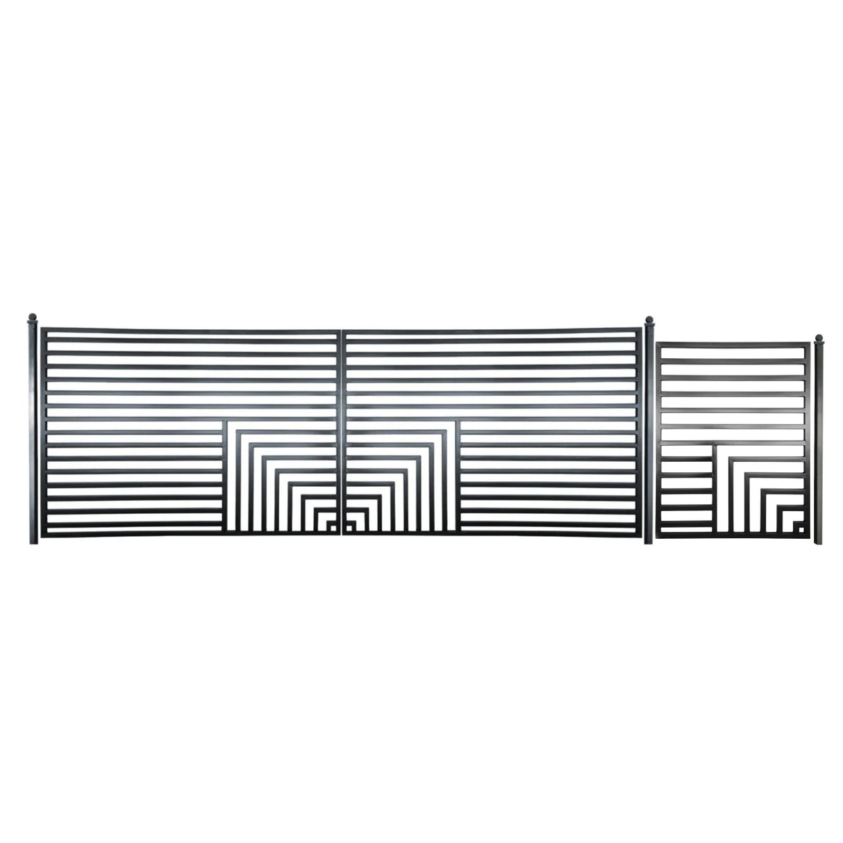 Aleko Steel Dual Swing Driveway Gate with Pedestrian Gate – Florence Style - 18 ft.