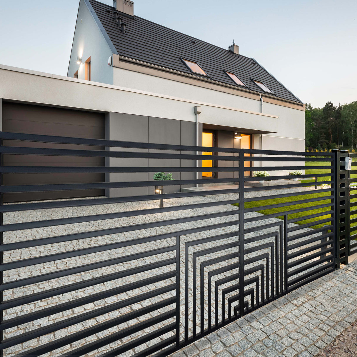 Aleko Steel Dual Swing Driveway Gate - Florence Style - 12 x 6 Feet