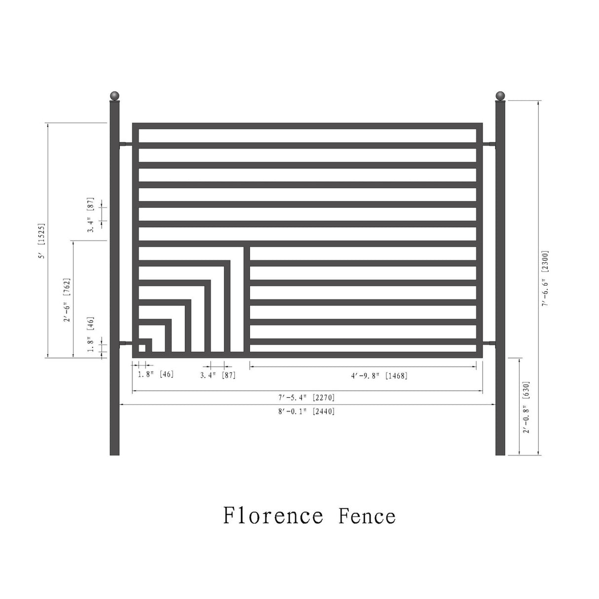 Aleko Steel Fence – Florence Style – 8x5 ft.