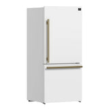 FORNO Espresso Milano 31" 17.2 cu. ft. Right Swing Refrigerator and Bottom Freezer in White with Silver Handles, FFFFD1785-31WHT