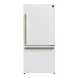 FORNO Espresso Milano 62" 34.4 cu. ft. Side-By-Side Refrigerator with Ice Maker in White with Antique Brass Accents, FFFFD1787-60WHT