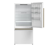 FORNO Espresso Milano 31" 17.2 cu. ft. Right Swing Refrigerator and Bottom Freezer in White with Silver Handles, FFFFD1785-31WHT