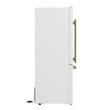 FORNO Espresso Milano 31" 17.2 cu. ft. Right Swing Refrigerator and Bottom Freezer in White with Antique Brass Handles, FFFFD1785-31WHT
