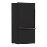 FORNO Espresso Milano 62" 34.4 cu. ft. Side-By-Side Refrigerator with Ice Maker in Black with Antique Brass Accents, FFFFD1787-60BLK