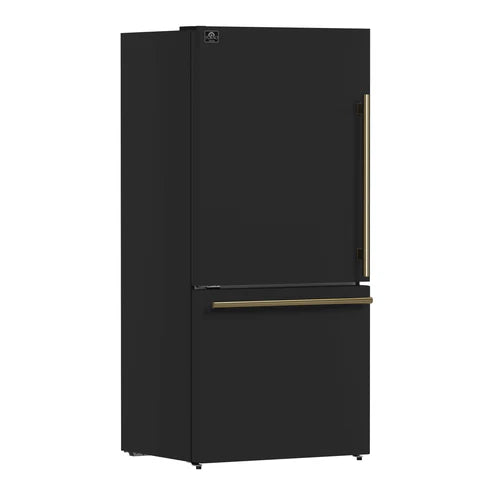FORNO Espresso Milano 62" 34.4 cu. ft. Side-By-Side Refrigerator with Ice Maker in Black with Silver Accents, FFFFD1787-60BLK