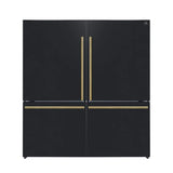 FORNO Espresso Milano 62" 34.4 cu. ft. Side-By-Side Refrigerator with Ice Maker in Black with Antique Brass Accents, FFFFD1787-60BLK