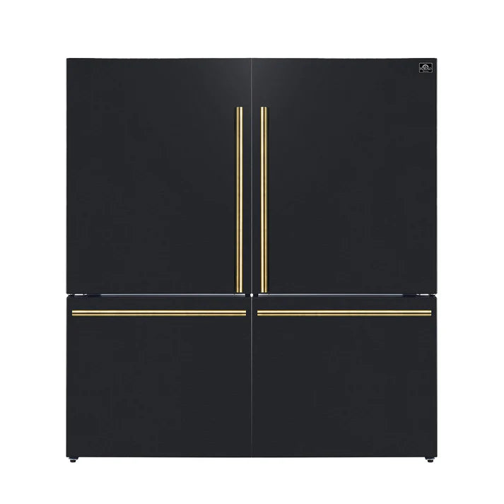 FORNO Espresso Milano 62" 34.4 cu. ft. Side-By-Side Refrigerator with Ice Maker in Black with Silver Accents, FFFFD1787-60BLK