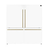 FORNO Espresso Milano 62" 34.4 cu. ft. Side-By-Side Refrigerator with Ice Maker in White with Antique Brass Accents, FFFFD1787-60WHT