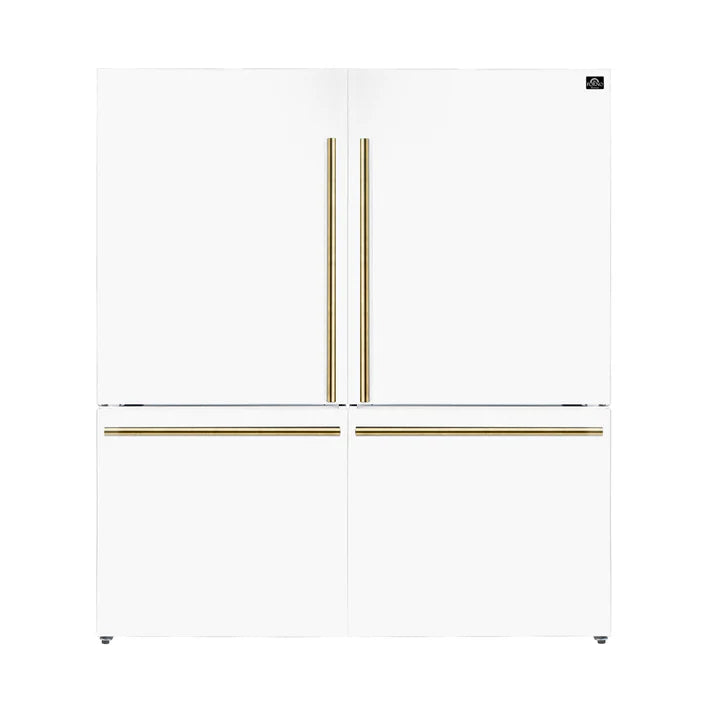 FORNO Espresso Milano 62" 34.4 cu. ft. Side-By-Side Refrigerator with Ice Maker in White with Silver Accents, FFFFD1787-60WHT