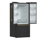 FORNO Espresso Gallipoli 30" 17.5 Cu. Ft. Refrigerator with Ice Maker in Black with Silver Handles, FFFFD1974-31BLK