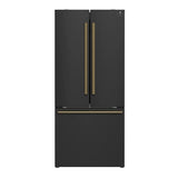 FORNO Espresso Gallipoli 30" 17.5 Cu. Ft. Refrigerator with Ice Maker in Black with Silver Handles, FFFFD1974-31BLK
