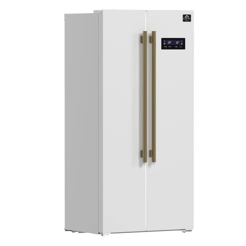 FORNO Espresso Salerno 33" 15.6 cu. ft. Refrigerator in White with Silver Handles, FFRBI1805-33WHT