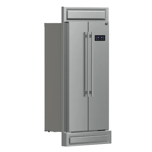 FORNO Salerno 37" 15.6 cu. ft. Side-by-Side Built-In Refrigerator in Stainless Steel and Modern Trim Kit, FFRBI1805-37MG