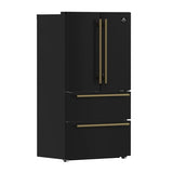 FORNO Espresso Moena 36" 19.2 cu. ft. Refrigerator with Ice Maker in Black with Silver Handles, FFRBI1820-36BLK