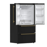 FORNO Espresso Moena 36" 19.2 cu. ft. Refrigerator with Ice Maker in Black with Silver Handles, FFRBI1820-36BLK