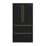 FORNO Espresso Moena 36" 19.2 cu. ft. Refrigerator with Ice Maker in Black with Silver Handles, FFRBI1820-36BLK
