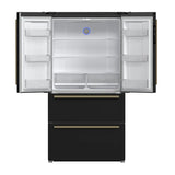 FORNO Espresso Moena 36" 19.2 cu. ft. Refrigerator with Ice Maker in Black with Silver Handles, FFRBI1820-36BLK