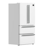 FORNO Espresso Moena 36" 19.2 cu. ft. Refrigerator with Ice Maker in White with Antique Brass Handles, FFRBI1820-36WHT